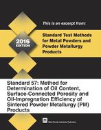 Standard Test Method 57: Method for Determination of Oil Content, Surface-Connected Porosity and Oil-Impregnation Efficiency of Sintered Powder Metallurgy (PM) Products